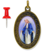  Our Lady of Grace Large Necklace/ Car Mirror Pendant - Bronze Finish 1 7/8" Color Medal with 22" Chain - Closeout Sale * (Minimum quantity purchase is 1)
