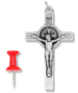 St Benedict Rosary Crucifix (Straight Edge) – 2 1/8" Large Silver Oxidized, Made in Italy  (Minimum quantity purchase is 1)
