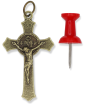  Miraculous Medal Flared Edge Crucifix - 1 1/2" Bronze, Made in Italy  *   (Minimum quantity purchase is 2)