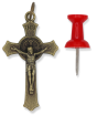 St Benedict Flared Edge Crucifix - 1.5" Bronze, Made in Italy * (Minimum quantity purchase is 3)