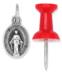 Miraculous Medal Mini (Latin) - 1/2" Silver Oxidized, Made in Italy * (Minimum quantity purchase is 5)
