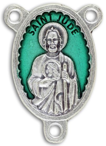 St Jude Oval Centerpiece - Green Enamel, 1-1/8"  (Minimum quantity purchase is 1)