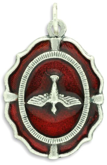  Large Red Enamel Medal - Holy Spirit    (Minimum quantity purchase is 1)