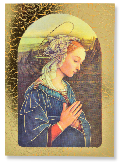   Blessed Mary Card Stock Picture with Gold Edging - 3.5 x 2.5"   - Closeout Sale  *  (Minimum quantity purchase is 5)
