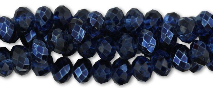  Glass Crystal Rondelle Beads 6 x 8 mm - Navy - 16 inch strand    