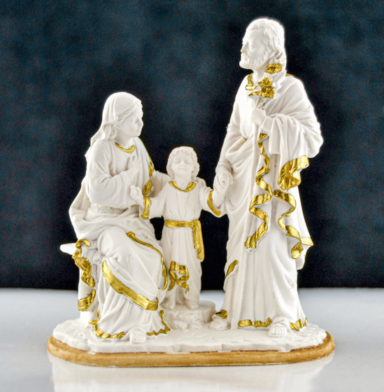 Holy Family Statue with Gold Accents - 3.5 x 2.75"  (Minimum quantity purchase is 1)