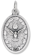  Holy Spirit and First Holy Communion Sacrament Medal, 1" Oval Silver Oxidized   (Minimum quantity purchase is 3)