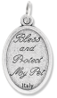 St Francis Bless and Protect My Pet Medal, 1" Silver Oxidized Oval Medal, Made in Italy OUT OF STOCK!   CHECK OUT ME1865!/ME1937 OR ME7237!    (Minimum quantity purchase is 2)