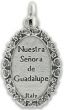 Our Lady of Guadalupe Medal with Rose Border (Spanish) - 1" Silver Oxidized, Made in Italy  (Minimum quantity purchase is 2)