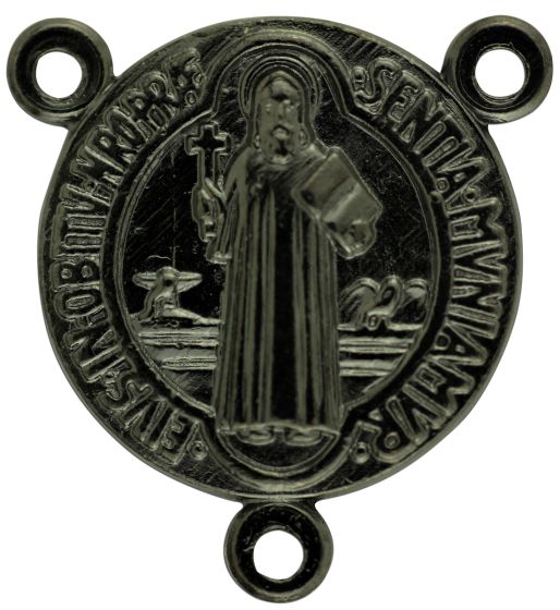 St Benedict Rosary Center Piece, Gun Metal Finish - 3/4 inch *   (Minimum quantity purchase is 5)