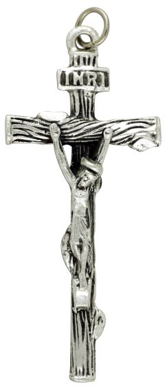 Log Crucifix – 2 1/4" Silver Oxidized, Made in Italy  * (Minimum quantity purchase is 2)