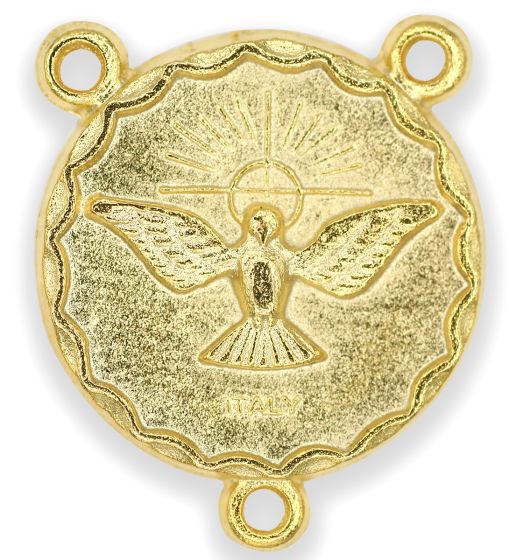 Holy Spirit Dove Rosary Center - 7/8" Gold Plated Round, Made in Italy  * (Minimum quantity purchase is 2)
