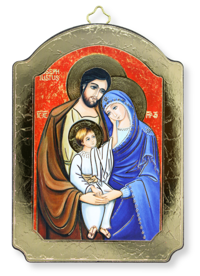 Holy Family Icon with Gold Foil on Wood - 5 1/2"   (Minimum quanity purchase is 1) 
