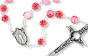  Murano Glass 8 MM Bead Rosary with Miraculous Medal Center, Red and White - 21"  (Minimum quantity purchase is 1)  