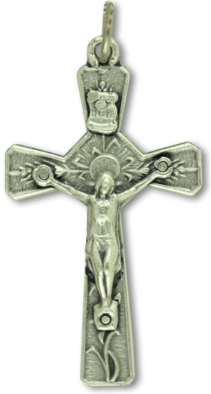 Bread of Life Crucifix – 1 3/4" Silver Oxidized, Made in Italy  (Minimum quantity purchase is 1)