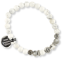  St Benedict Bracelet with 6mm White Howlite Beads and Cross Charms   (Minimum quantity purchase is 1)