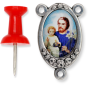 St Joseph Rosary Centerpiece - 1" Color Image Silver Oxidized, Made in Italy  (Minimum quantity purchase is 2)