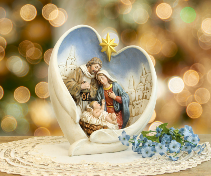 Holy Family Nativity in Angel Wings – 10" Christmas City Scene