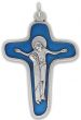   Mary at Jesus' Side Crucifix with Blue Enamel Accents - 1 7/8"  @    (Minimum quantity purchase is 3)