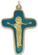   Mary at Jesus' Side Gold Plated Crucifix with Blue Enamel Accents - 1 7/8"    (Minimum quantity purchase is 1)