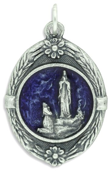  Large Blue Enamel Medal - Our Lady of Lourdes   (Minimum quantity purchase is 1)