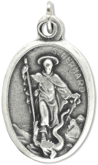  St Bernard (Patronage: Candlemakers & Beekeepers) Medal - Italian Silver OX 1 inch  (Minimum quantity purchase is 2)