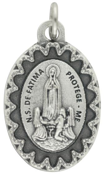 Our Lady of Fatima Medal with Scalloped Edge - 1" Made in Italy - Closeout Sale*  (Minimum quantity purchase is 2)
