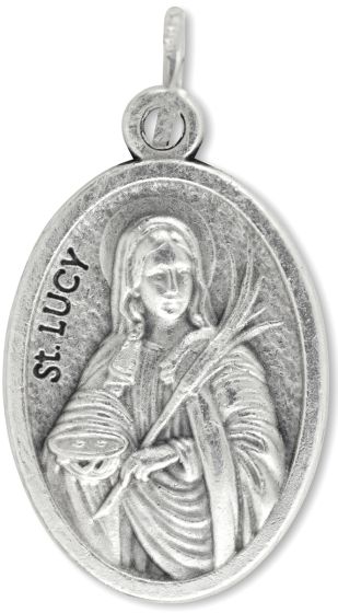 St Lucy Medal - 1" Silver Oxidized, Made in Italy  (Minimum quantity purchase is 3)