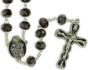  Faceted Crystal Bead Rosary - Black with Purple Roses - 20 1/2"    (Minimum quantity purchase is 1)