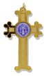  St Benedict Crucifix Pendant with Blue Enamel - 3 inch - Gold Plated     (Minimum quantity purchase is 1)