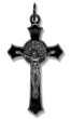 St. Benedict Flared Edge Crucifix 1.5 inch - Gun Metal Finish    (Minimum quantity purchase is 2)