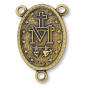 Miraculous Medal Rosary Center (Latin) – 1" Oval Bronze, Made in Italy  (Minimum quantity purchase is 2)