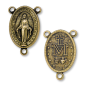 Miraculous Medal Rosary Center (Latin) – 1" Oval Bronze, Made in Italy  (Minimum quantity purchase is 2)
