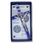 St Benedict Metal Wall Crucifix - 7-3/4", Blue Enamel & Red Accents  * (Minimum quantity purchase is 1)