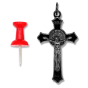 St. Benedict Flared Edge Crucifix 1.5 inch - Gun Metal Finish    (Minimum quantity purchase is 2)