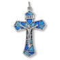 Blue Mosaic Flared Crucifix  - 1-11/16" Silver Oxidized, Made in Italy * (Minimum quantity purchase is 1)