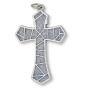 Blue Mosaic Flared Crucifix  - 1-11/16" Silver Oxidized, Made in Italy * (Minimum quantity purchase is 1)