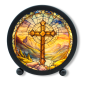 Stained Glass Cross LED Lighted Tabletop Décor – 4-1/2” Diameter * (Minimum quantity purchase is 1) 