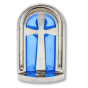 Tabletop Trinity Crucifix with Blue Enamel - 2-1/2", Silver Ox  (Minimum quantity purchase is 1)