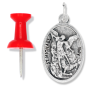   St Michael/ Guardian Angel 1" Oval Medal - Die-cast Italian Silver Oxidized    (Minimum quantity purchase is 3)