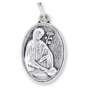 St Catherine of Siena Medal - 1" Oval Silver Oxidized, Made In Italy *  (Minimum quantity purchase is 2)