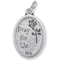 St Catherine of Siena Medal - 1" Oval Silver Oxidized, Made In Italy *  (Minimum quantity purchase is 2)