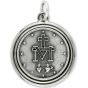  Round Silver w/ Blue Enamel Miraculous Medal  - 1" LATIN   (Minimum quantity purchase is 1)