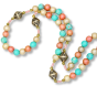 Our Lady of Guadalupe Rosary with 8mm Pink and Teal Beads and Pink Flower - 17" (Minimum quantity purchase is 1)
