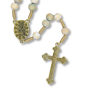 Rosary with 8mm Light Wooden Beads and Miraculous Center - 15 1/2"(Minimum quantity purchase is 1)