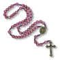 Rosary with 8mm Purple Wooden Beads and Miraculous Center - 15" (Minimum quantity purchase is 1)