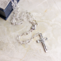 Sterling Silver Heirloom Rosary with Clear Swarovski Crystal Beads  * (Minimum quantity purchase is 1)