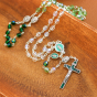 Our Lady of Guadalupe Tri-Color Crystal Bead Rosary - 18.25"  (Minimum quantity purchase is 1) 