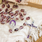 Holy Family Rosary with Purple and Clear Faux Chevron Glass Beads - 21"    (Minimum quantity purchase is 1)