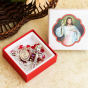 Divine Mercy Rosary with Tri-Color Red Beads - 18.25"  * (Minimum quantity purchase is 1) 